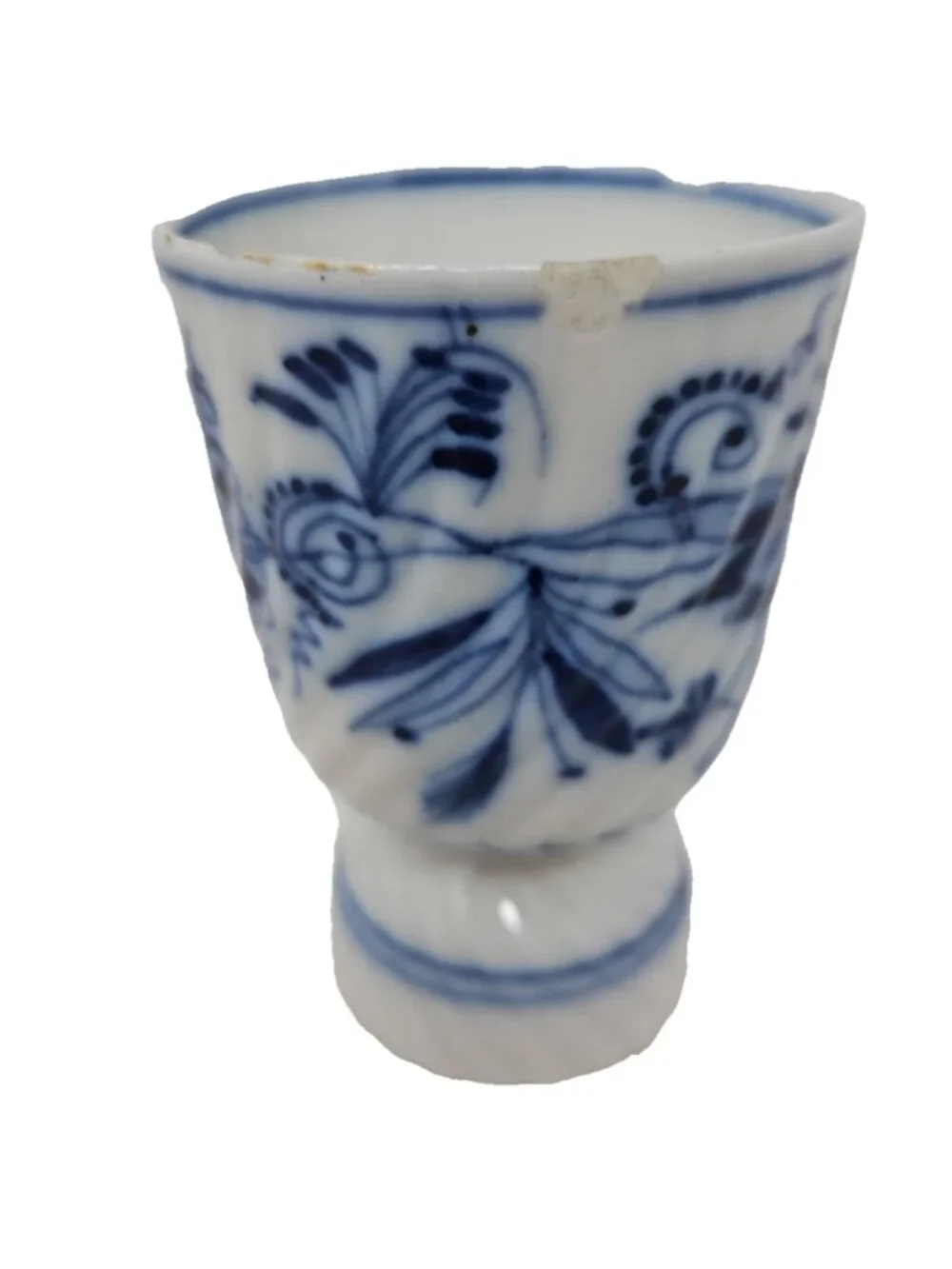 Antique 19th Century German Meissen Style Blue Onion Double Egg Cup Hand Painted